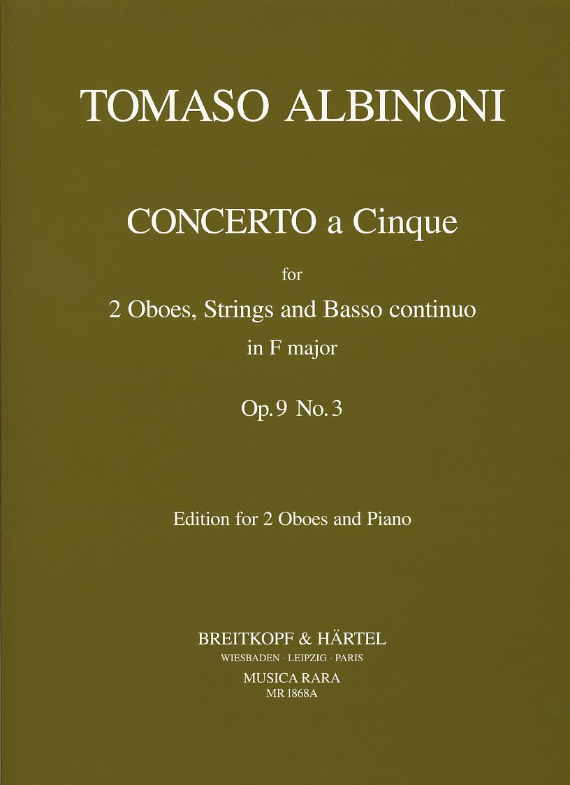 T. Albinoni: Konzert F-Dur No. 5 op 9/3<br>fr 2 Oboen + Orch - KA