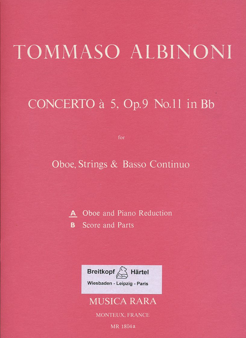 T. Albinoni: Konzert B-Dur op. 9/11<br>fr Oboe, Streicher + BC - KA