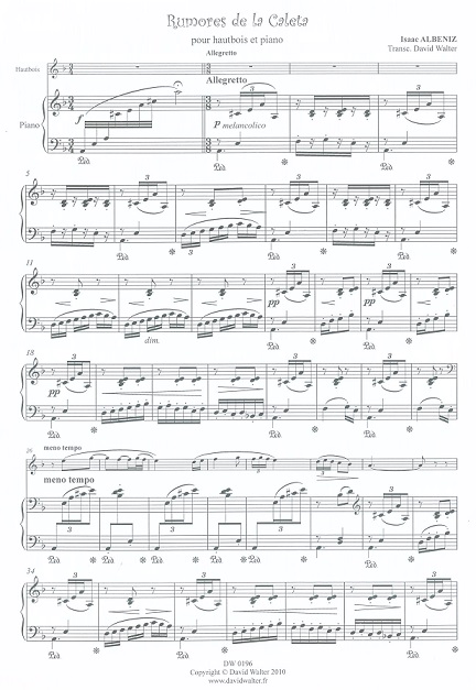I. Albeniz(1860-1909): Rumores de la Cal<br>Oboe (Engl.Horn) +Klavier /arr. D. Walte
