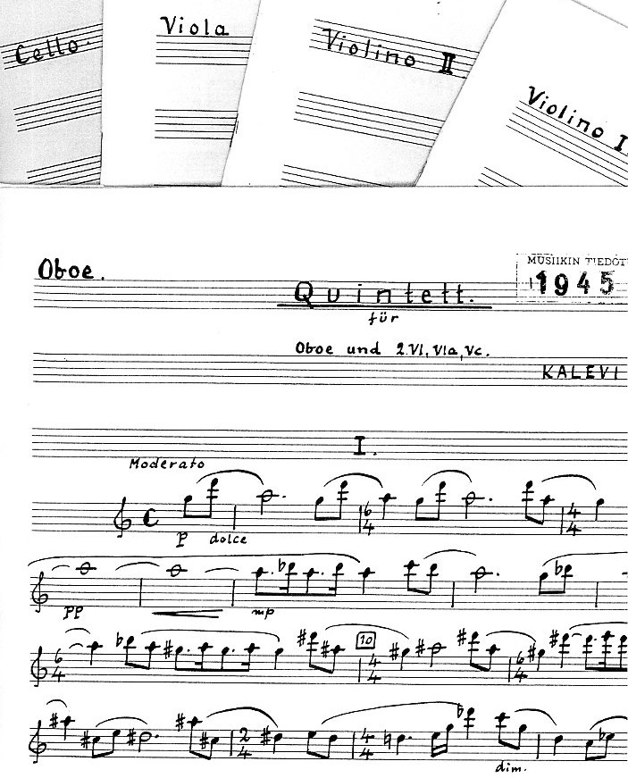 K. Aho(*1949): Quintett fr Oboe<br>+ Streichquartett - Stimmen