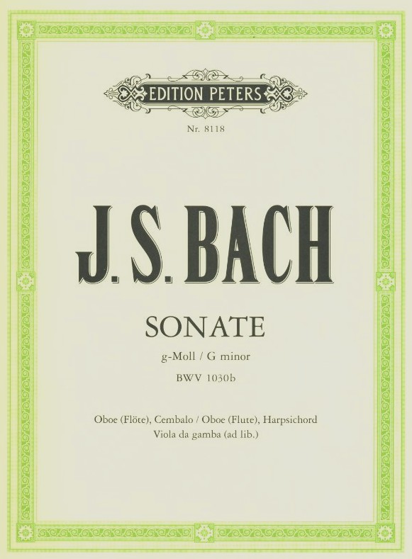 J.S. Bach: Sonate g-moll BWV 1030 b fr<br>Oboe + BC / Peters
