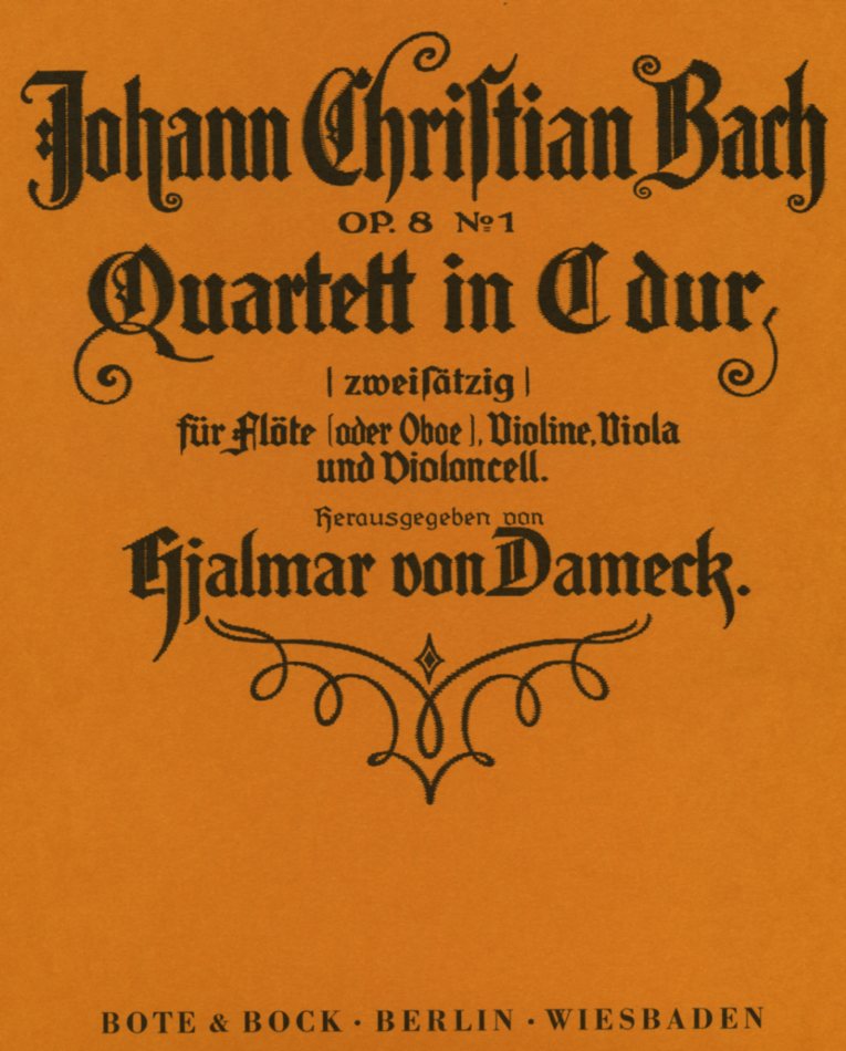 J.C. Bach: Quartett C-Dur op. 8/1 fr<br>Oboe, Violine, Viola + V.cello