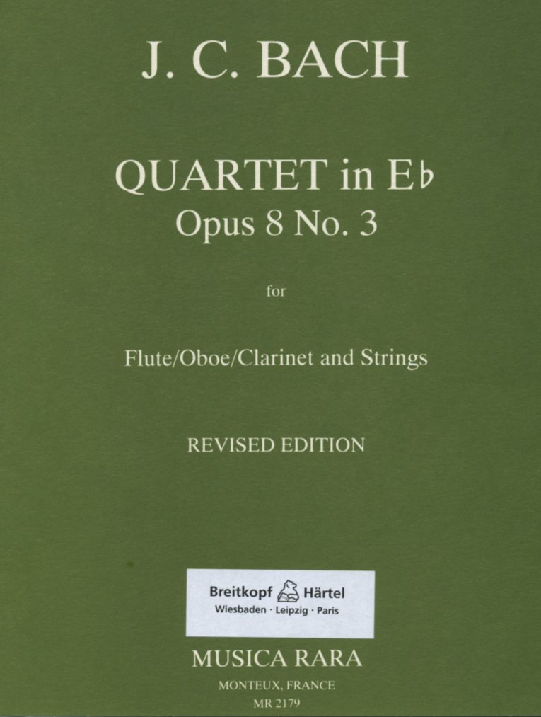 J.C. Bach: Quartett Es-Dur op. 8/3 fr<br>Oboe, Violine, Viola + V.cello
