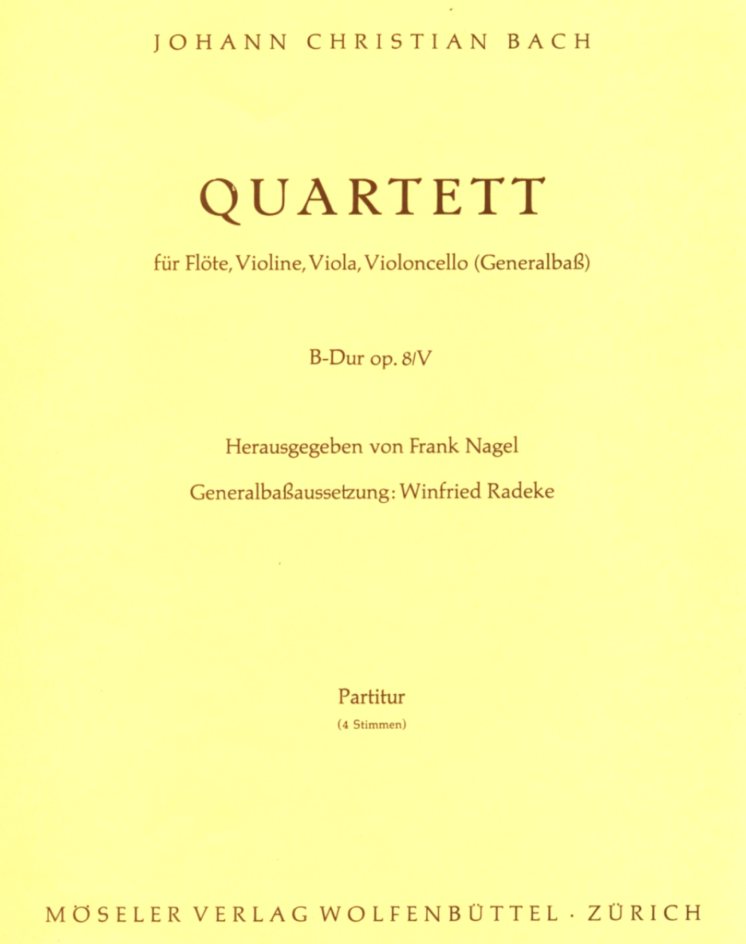 J.C. Bach: Quartett B-Dur op. 8/5 fr<br>Flte (Oboe), Violine, Viola + V.cello