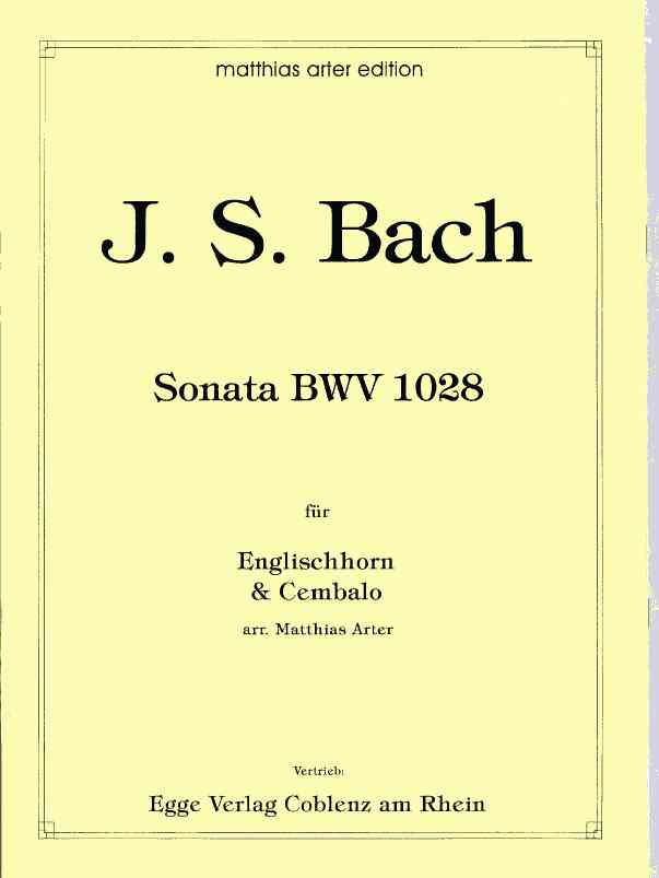 J.S. Bach: Sonate fr Engl. Horn + BC<br>BWV 1028 (original fr Gambe)