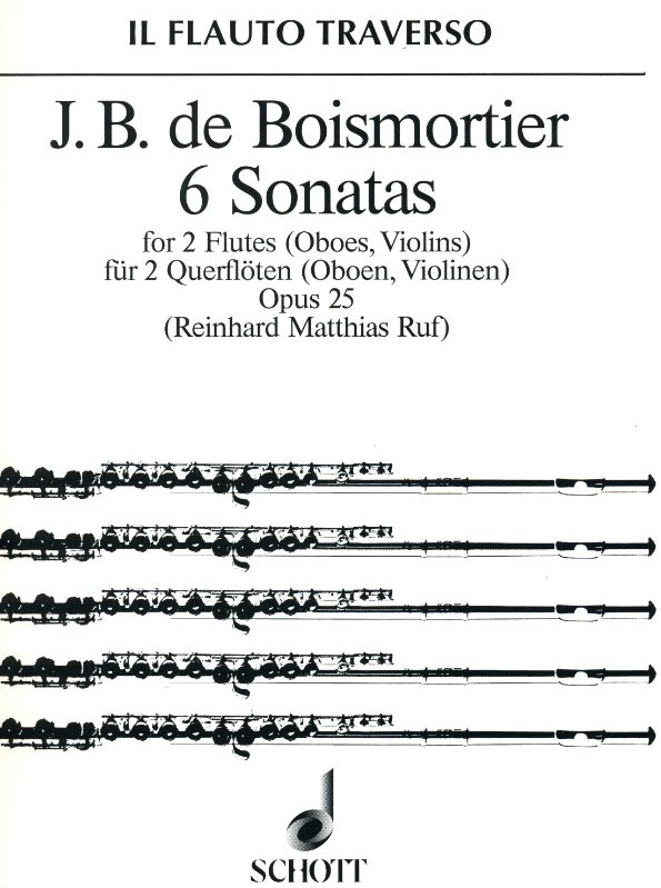 J.B. Boismortier: 6 Sonaten op. 25<br>fr 2 Flten (Oboen) - Hrg. Ruf
