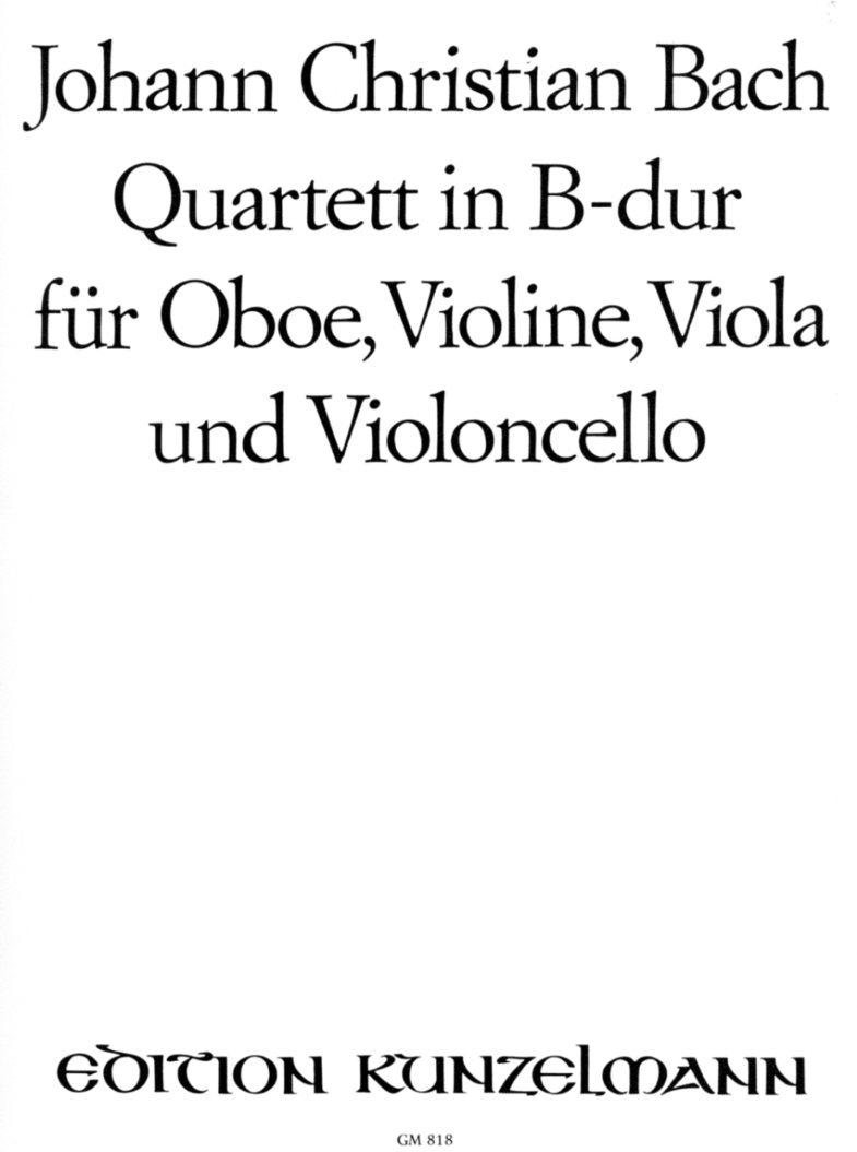 J.C. Bach: Quartett B-Dur fr Oboe,<br>Violine, Viola + V.c. - Stimmen