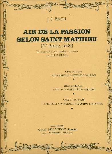 J.S. Bach: Air aus der Matthus-Passion<br>Oboe + BC - arr. A. Reuchsel