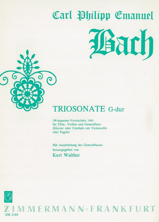 C.P.E. Bach: Triosonate G-Dur Wq 144<br>fr Flte, Oboe(Vl) + BC