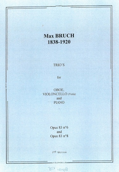M. Bruch(1838-1920): 2 Trios aus op. 83<br>(6+8) fr Oboe, Cello + Klavier