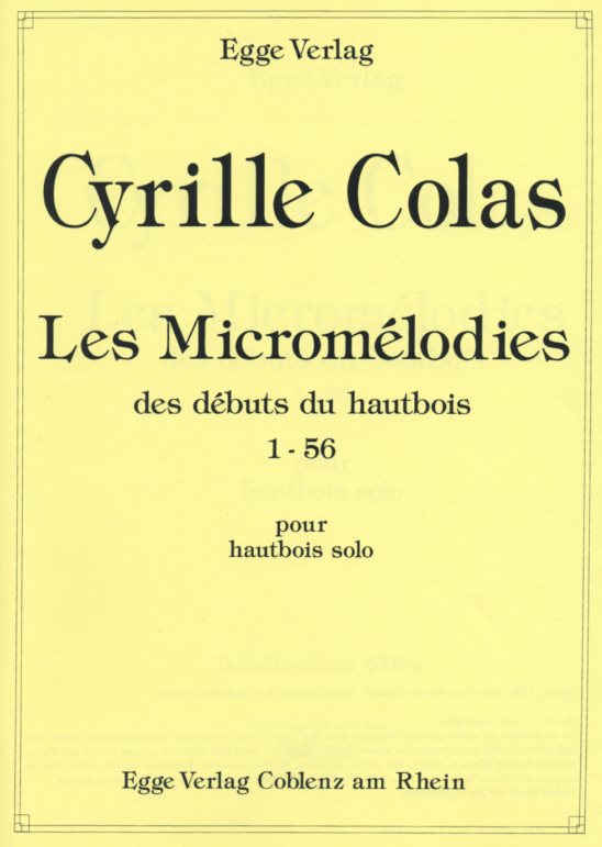C.Colas(*1962): &acute;Les Micromlodies&acute;<br>100 Etuden fr Oboe