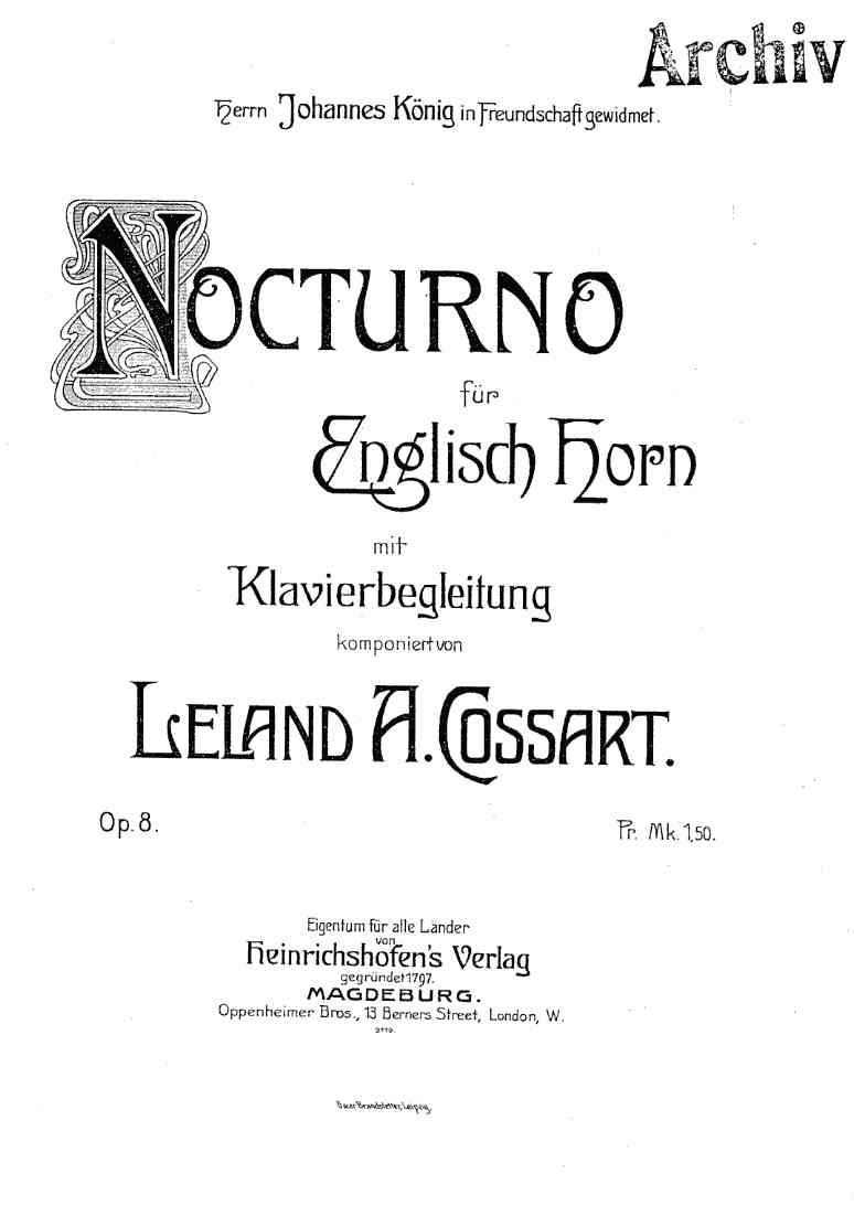 L.A. Cossart: Nocturno op. 8<br>fr Engl. Horn + Klavier