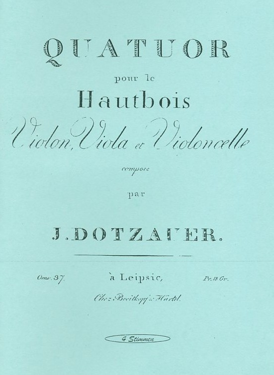 J.J. Dotzauer: Quartett F-Dur op. 37 fr<br>Oboe, Violine, Viola + Cello