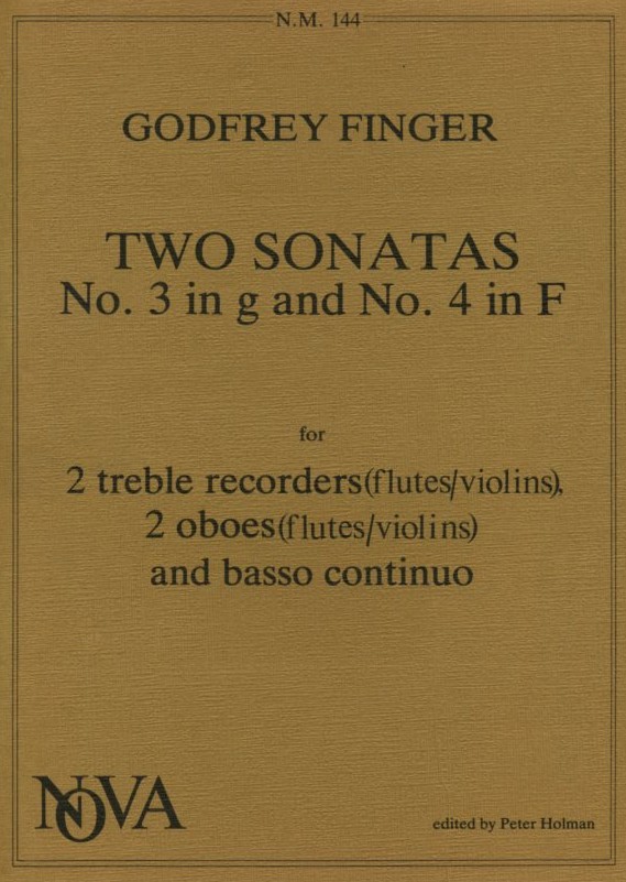 G. Finger: Zwei Sonaten no.3 + 4 fr<br>2 Sopranfl., 2 Altblockflten(Oboen) +BC