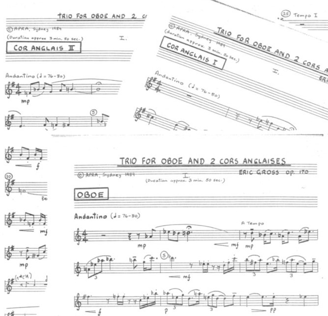 E. Gross: Trio op. 170 - fr Oboe,<br>+ 2 Engl. Hrner - Stimmen /Kopien