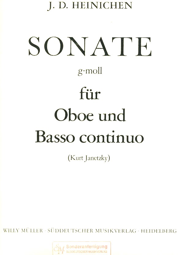 J.D. Heinichen: Sonate g-moll fr<br>Oboe + BC / BA - Verlagskopie