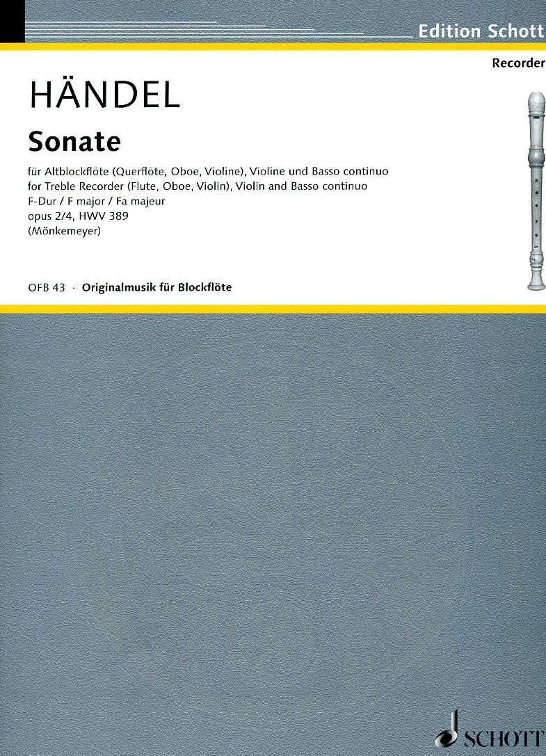 G.Fr. Hndel: Sonate F-Dur HWV 389<br>Oboe (Abf) , Violine + BC - Stimmen