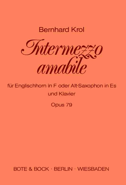 B. Krol: Intermezzo Amabile fr<br>Engl. Horn + Klavier op. 79