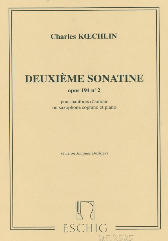 Ch. Koechlin: Sonatine op. 194/2 - fr<br>Oboe d&acute;anore+Klavier