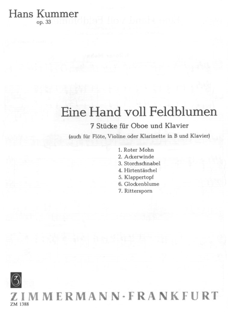 H. Kummer: Eine handvoll Feldblumen<br>op. 33 - fr Oboe + Klavier
