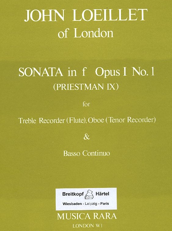 J.B. Loeillet: Sonate F-Dur op.1/1 fr<br>Blockflte (Flte), Oboe + BC