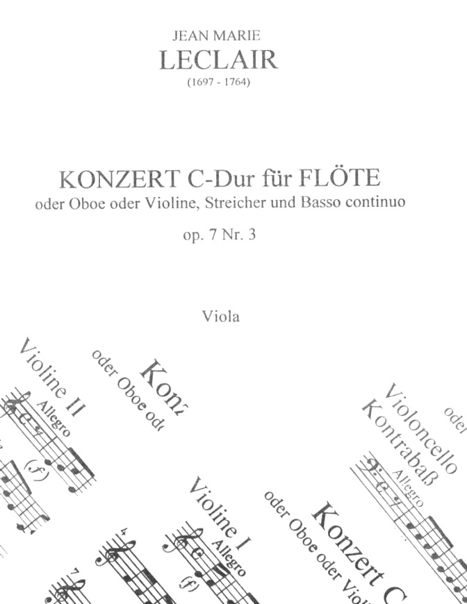 J.M. Leclair: Konzert in C-Dur<br>op.7/3 fr Flte/Oboe + Orch. - Str. Set