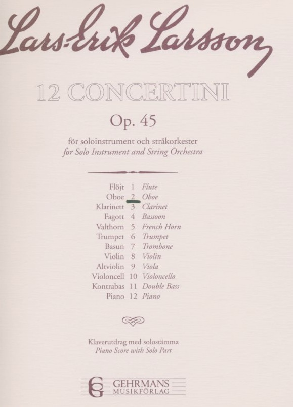 L.E. Larsson: Concertino fr Oboe +<br>Streichorchester - KA