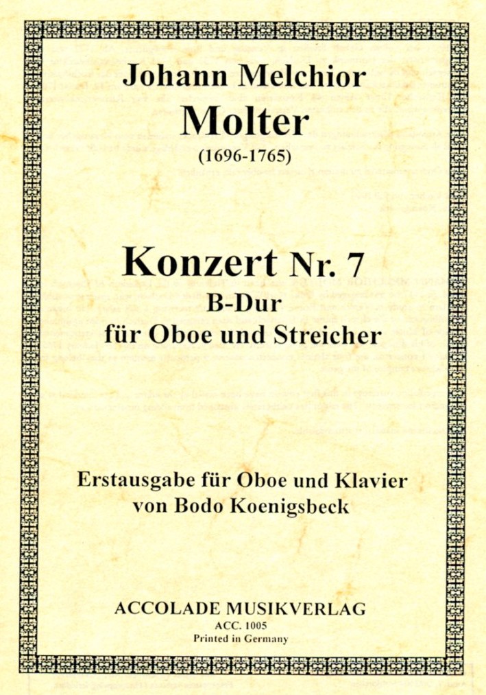J. Molter: Konzert No. 7 B-Dur fr<br>Oboe + Orchester - KA