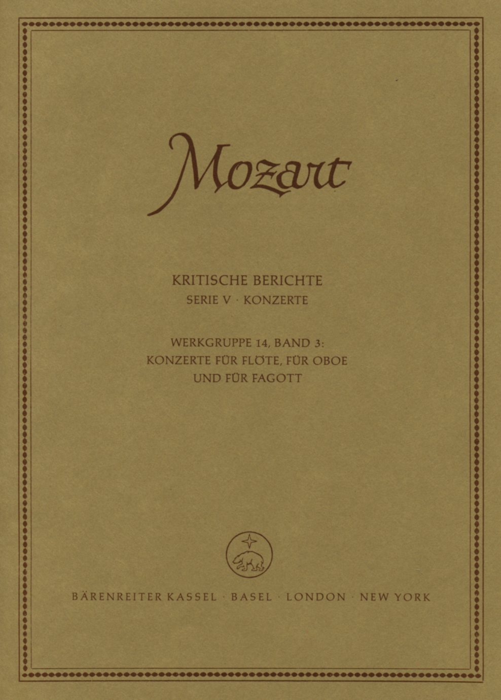 W.A. Mozart: Kritische Berichte zu den<br>Konzerten fr Flte, Oboe + Fagott