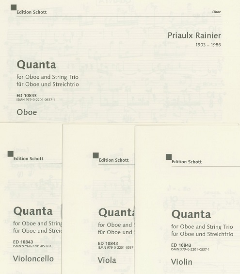 P. Rainier: Quanta - fr Oboe<br>+ Streichtrio - Stimmen