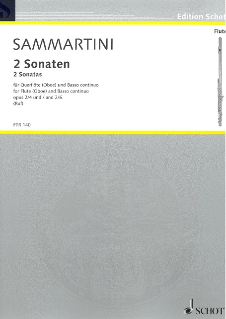 G.B. Sammartini: 2 Sonate<br>op. 2/4 + 2/6 - Oboe(Flte) + BC - Herau