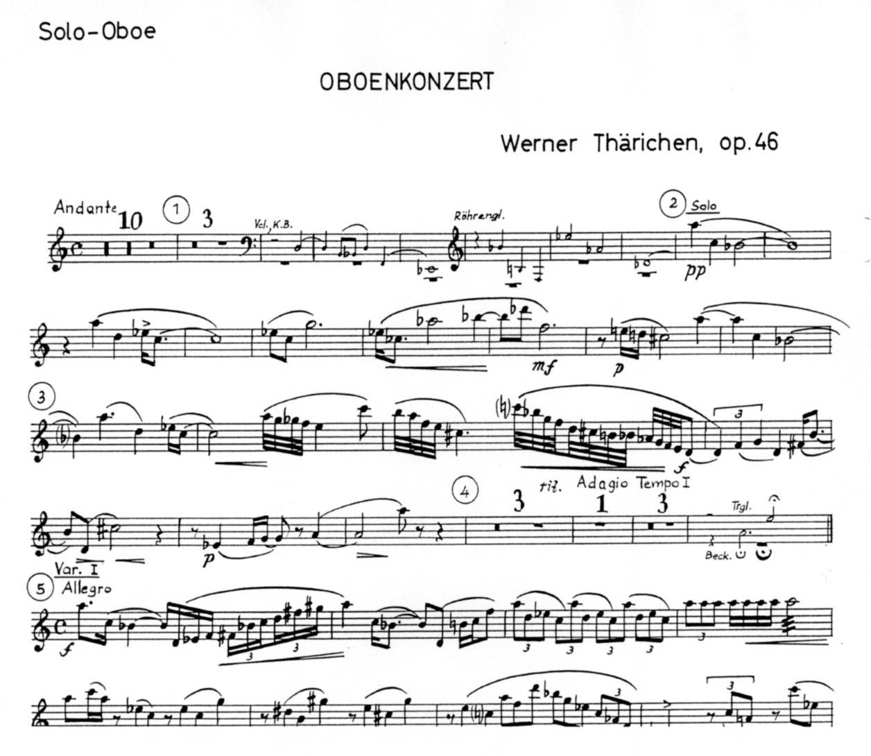 W. Thrichen: Oboenkonzert Opus 46<br>Solostimme