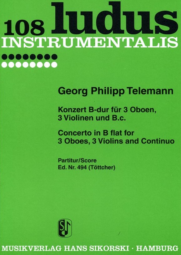 G.Ph. Telemann: Konzert B-Dur fr drei<br>Oboen, Streicher + BC / Partitur
