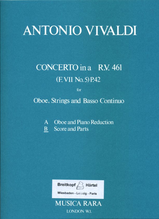 Vivaldi: Oboenkonzert a-moll F VII/5<br>RV 461 - Stimmensatz + Partitur