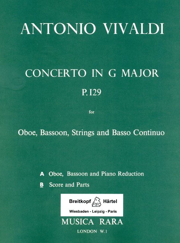 Vivaldi: Konzert G-Dur RV 545 fr Oboe,<br>Fagott + Streicher - Stimmen + Partitur