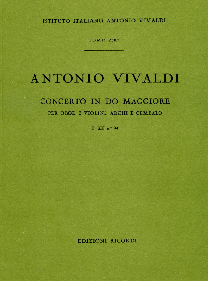 Vivaldi: Konzert C-Dur F XII/34<br>RV 554 / Oboe, Vl, Orgel, Str - Partitur