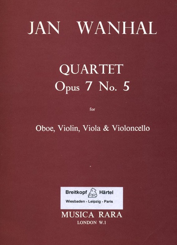 J. Vanhal: Oboenquartett op. 7/5 A-Dur<br>fr Oboe, Violine, Va, Vc - Stimmen