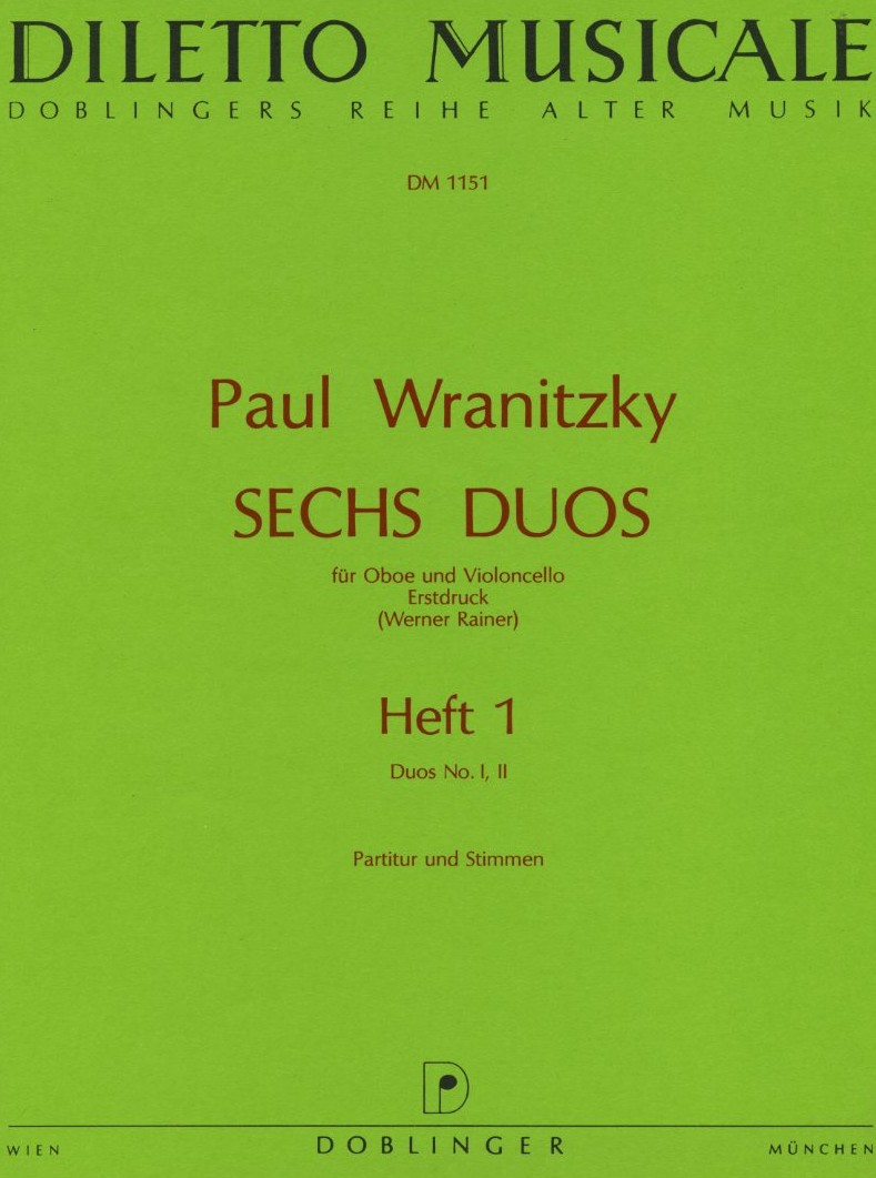P. Wranitzky(1756-1808): 6 Duos fr<br>Oboe + Vcello - Heft 1(1+2)