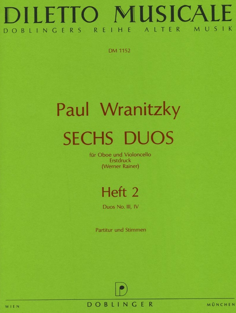 P. Wranitzky(1756-1808): 6 Duos fr<br>Oboe + Vcello - Heft 2(3+4)
