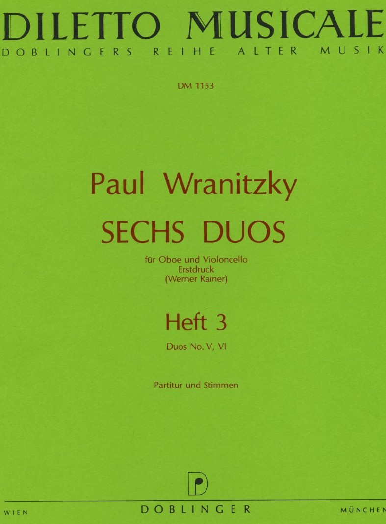 P. Wranitzky(1756-1808): 6 Duos fr<br>Oboe + Vcello - Heft 3(5+6)