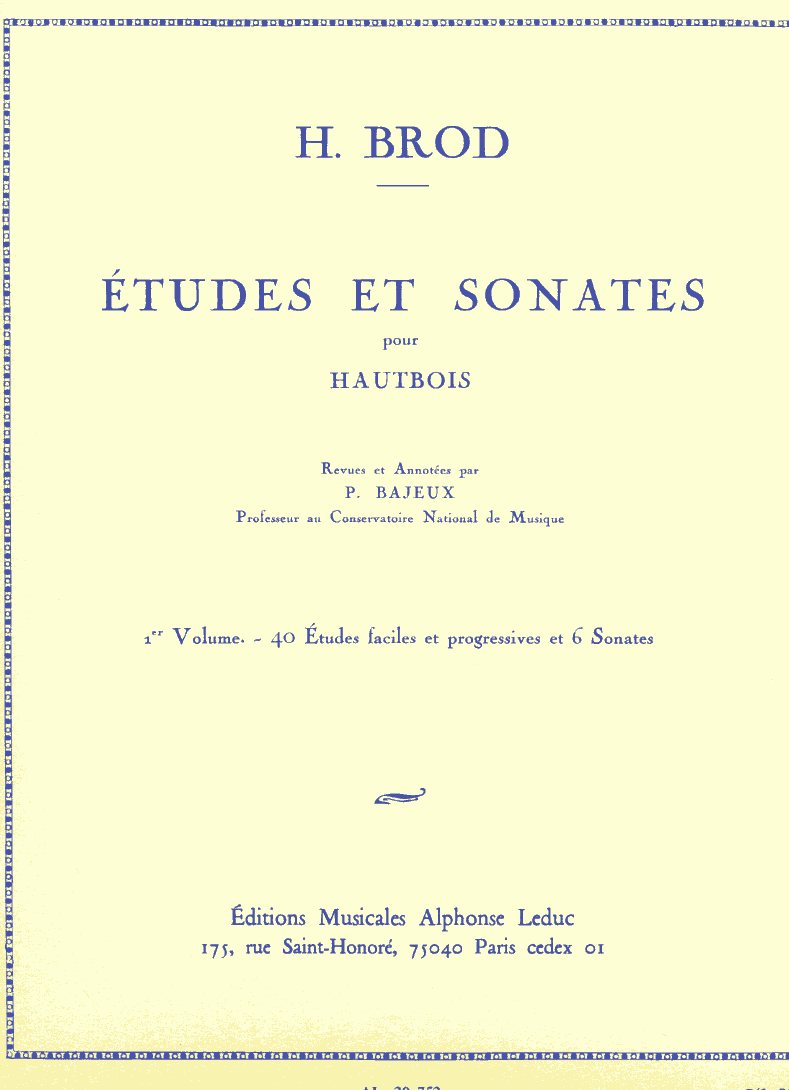 H. Brod: Etudes et Sonates our Hautbois<br>Vol. 1