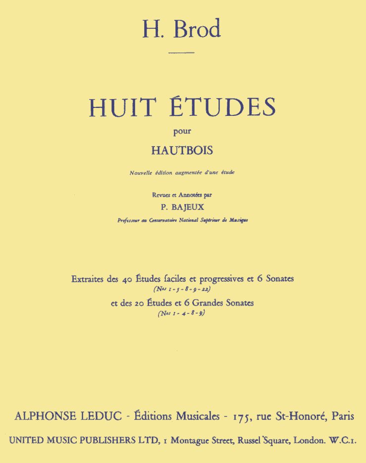 H. Brod: 8 Etudes fr Oboe - Auszge aus<br>den 40 Etuden fr Oboe