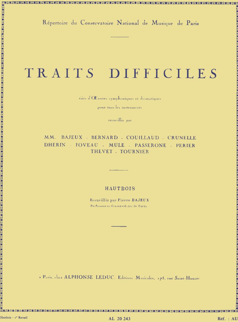 M.M. Bajeux: Traits Difficiles - Etuden<br>fr Oboe