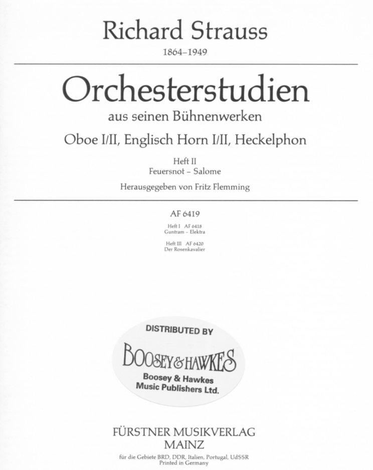 Orchesterstudien Oboe - R. Strau Werke<br>Bd. 2 - herausgegeben von F. Flemming