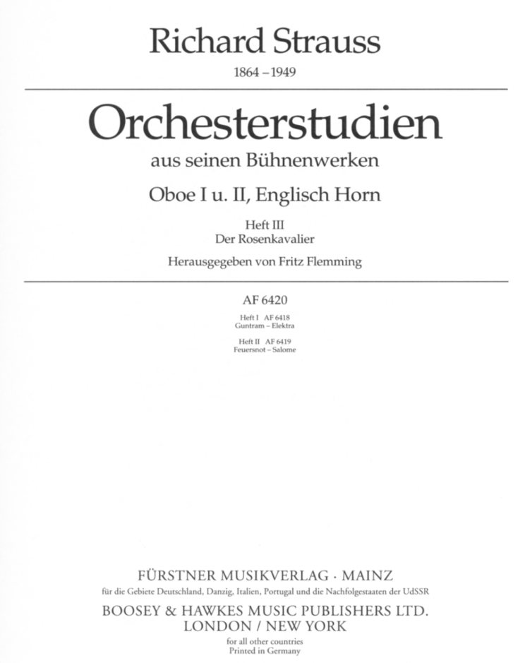 Orchesterstudien Oboe - R. Strau Werke<br>Bd. 3 - herausgegeben von F. Flemming