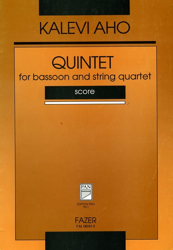 K. Aho(*1949): Quintett fr Fagott<br>und Streichquartett - Partitur