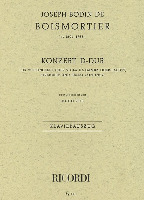 J.B. Boismortier: Konzert D-Dur op. 26<br>fr Fagott + Orch. - KA / H. Ruf