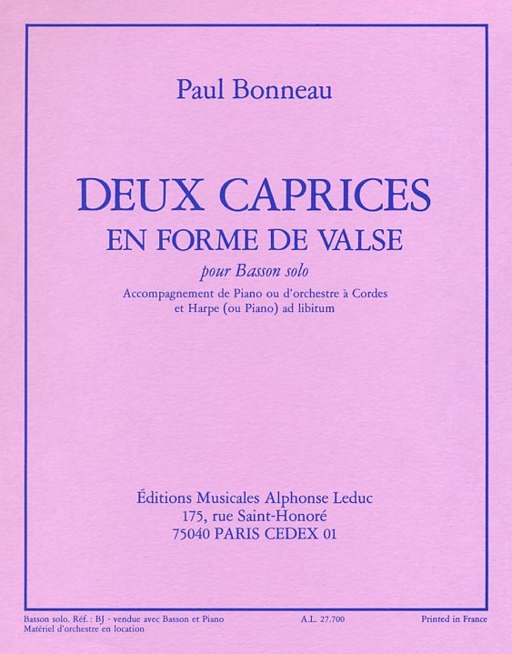 P. Bonneau: Deux Caprices en Form<br>de Valse - Fagott + Klavier (o. Harfe)