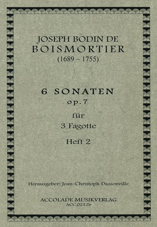 J.B. Boismortier(1689-1755): 6 Sonaten<br>op. 7 - Heft 2 - fr 3 Fagotte