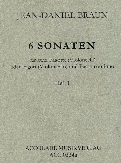 J.D. Braun: 6 Sonaten (Bd.1 No. 1-3)<br>fr 2 Fagotte oder Fagott + BC
